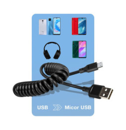 Avizar Câble USB vers Micro-USB 2A Extensible de 35cm à 80cm Charge Rapide Noir