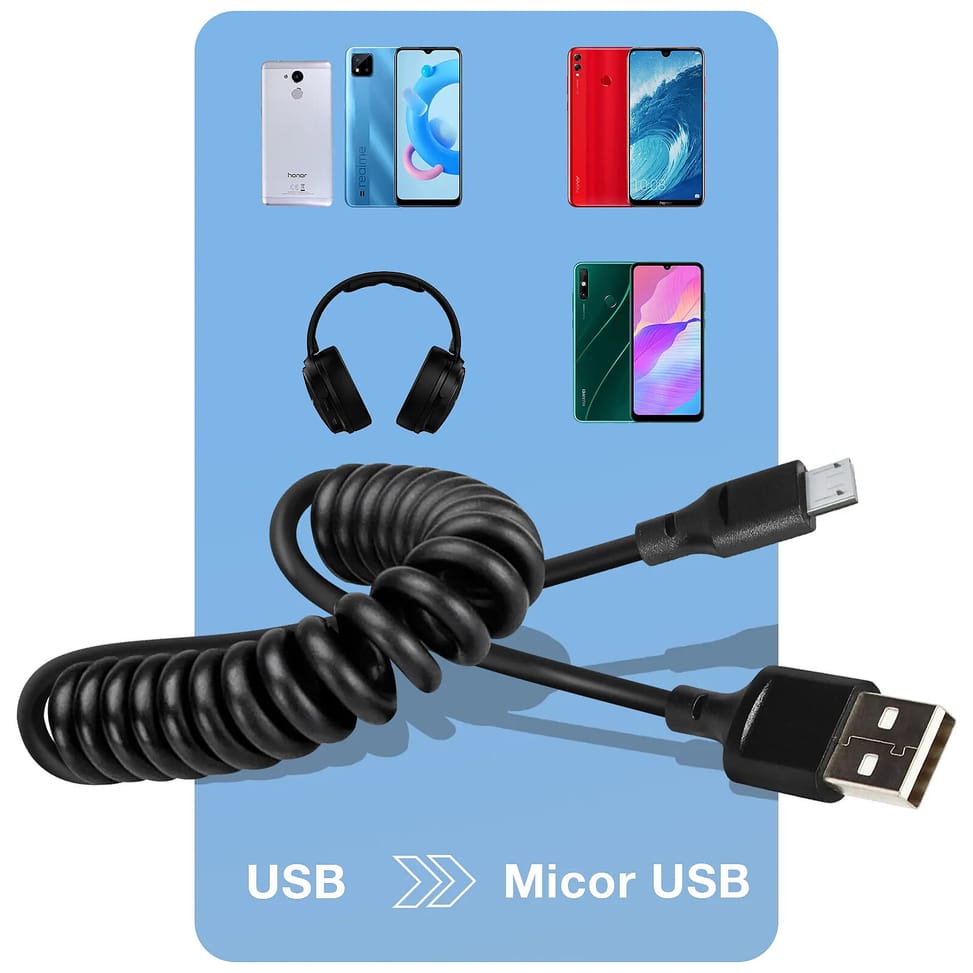 Avizar Câble USB vers Micro-USB 2A Extensible de 35cm à 80cm Charge Rapide Noir — image 3