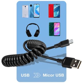 Avizar Câble USB vers Micro-USB 2A Extensible de 35cm à 80cm Charge Rapide Noir — image 3