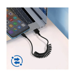 Avizar Câble USB vers Micro-USB 2A Extensible de 35cm à 80cm Charge Rapide Noir