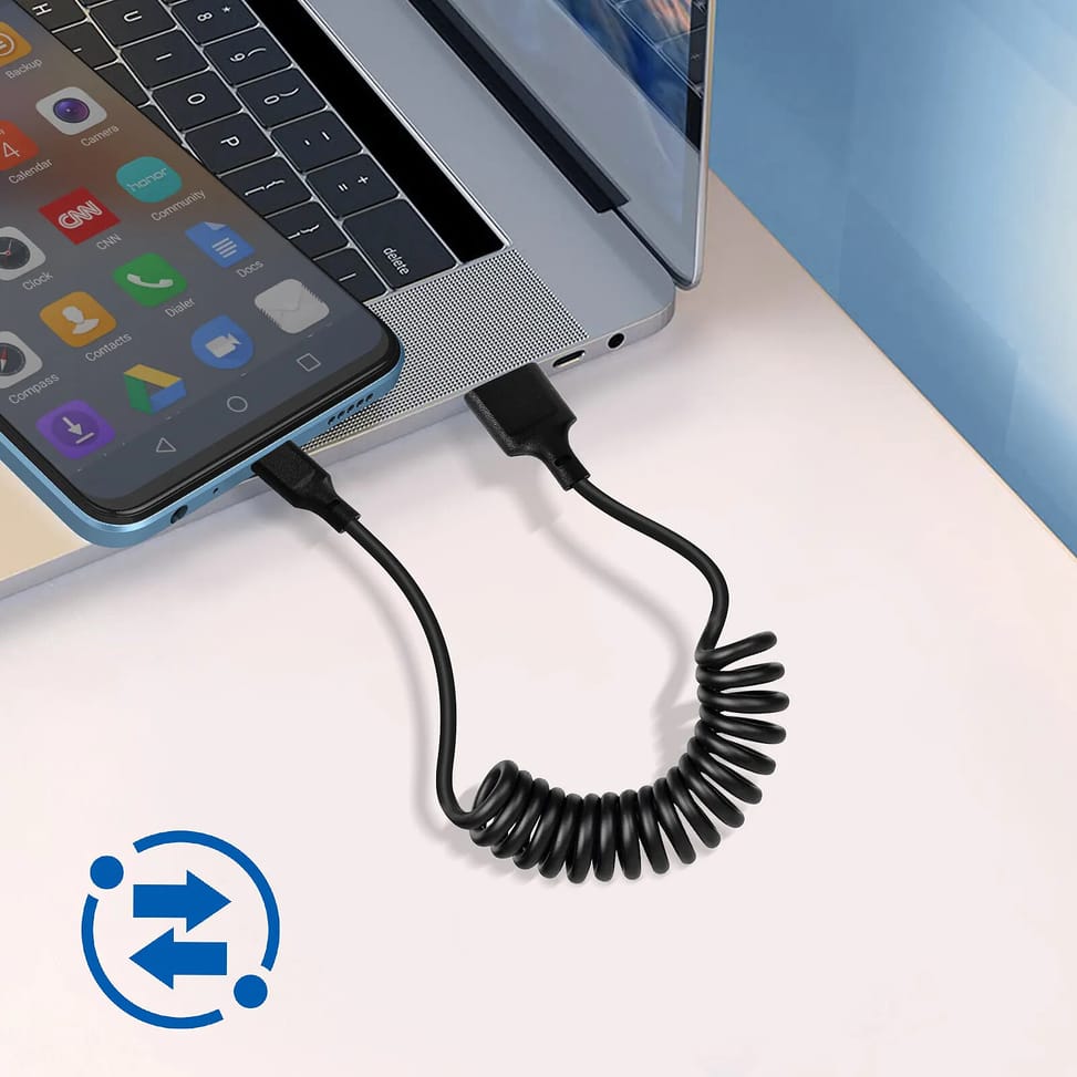 Avizar Câble USB vers Micro-USB 2A Extensible de 35cm à 80cm Charge Rapide Noir — image 4