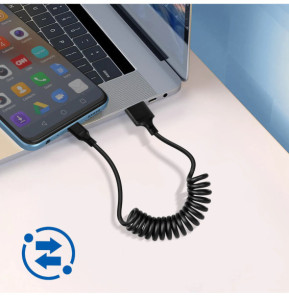 Avizar Câble USB vers Micro-USB 2A Extensible de 35cm à 80cm Charge Rapide Noir