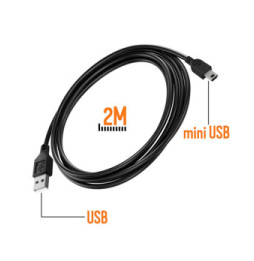 Avizar Câble USB vers Mini USB Charge Transfert Données 2m Noir