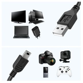 Avizar Câble USB vers Mini USB Charge Transfert Données 2m Noir — image 4