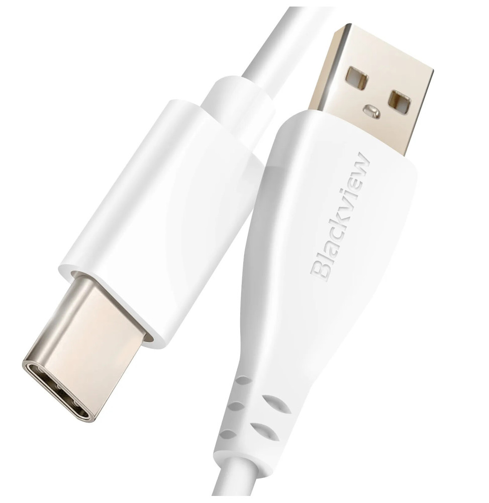 Avizar Câble USB vers USB-C pour Blackview Incassable Charge Synchronisation Blanc