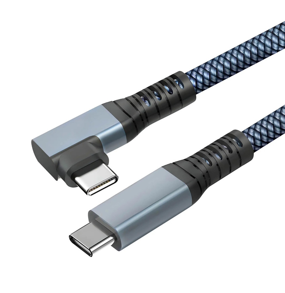 Avizar Câble USB-C 3 en 1 Charge 100W Résolution 4K Transfert 20Gbps Coudé 1m Gris