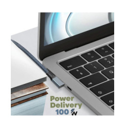 Avizar Câble USB-C 3 en 1 Charge 100W Résolution 4K Transfert 20Gbps Coudé 1m Gris