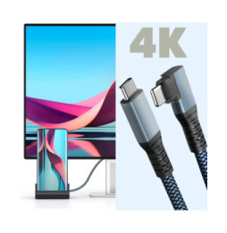 Avizar Câble USB-C 3 en 1 Charge 100W Résolution 4K Transfert 20Gbps Coudé 3m Gris