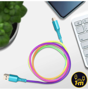 Avizar Câble USB-C Charge et Synchronisation Design Stylé 1m Robuste Multicolore