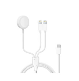 Avizar Câble USB-C vers 2x Lightning et Chargeur Magnétique Intensité 2A Blanc