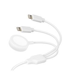 Avizar Câble USB-C vers 2x Lightning et Chargeur Magnétique Intensité 2A Blanc