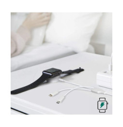 Avizar Câble USB-C vers 2x Lightning et Chargeur Magnétique Intensité 2A Blanc