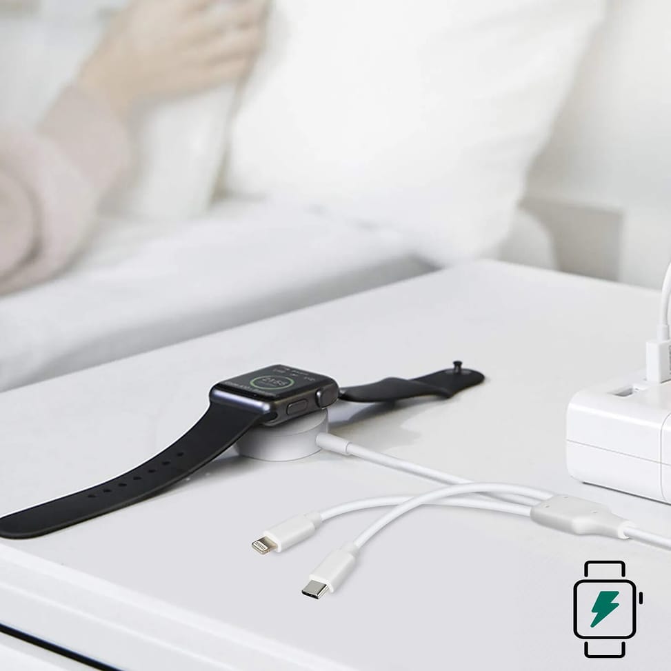 Avizar Câble USB-C vers 2x Lightning et Chargeur Magnétique Intensité 2A Blanc — image 3