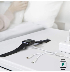 Avizar Câble USB-C vers 2x Lightning et Chargeur Magnétique Intensité 2A Blanc