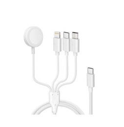 Avizar Câble USB-C vers Lightning, micro-USB, USB-C et Chargeur Magnétique Intensité 2A Blanc