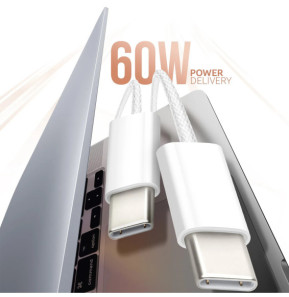 Avizar Câble USB-C vers USB-C 60W Power Delivery Longueur 1m Blanc