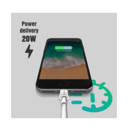 Avizar le USB Type C vers Lightning Power Delivery 20W Charge et Sycnhro 1m Blanc