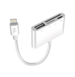 Avizar Lecteur carte iPhone / iPad Lightning vers USB / TF / Micro-SD / Lightning Blanc