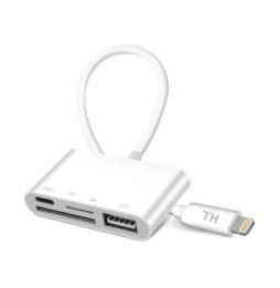 Avizar Lecteur carte iPhone / iPad Lightning vers USB / TF / Micro-SD / Lightning Blanc