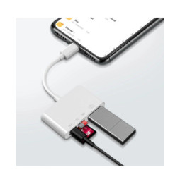 Avizar Lecteur carte iPhone / iPad Lightning vers USB / TF / Micro-SD / Lightning Blanc