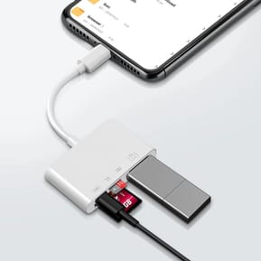 Avizar Lecteur carte iPhone / iPad Lightning vers USB / TF / Micro-SD / Lightning Blanc — image 3