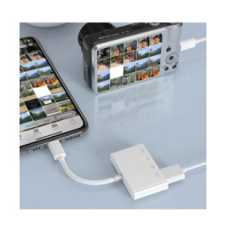Avizar Lecteur carte iPhone / iPad Lightning vers USB / TF / Micro-SD / Lightning Blanc