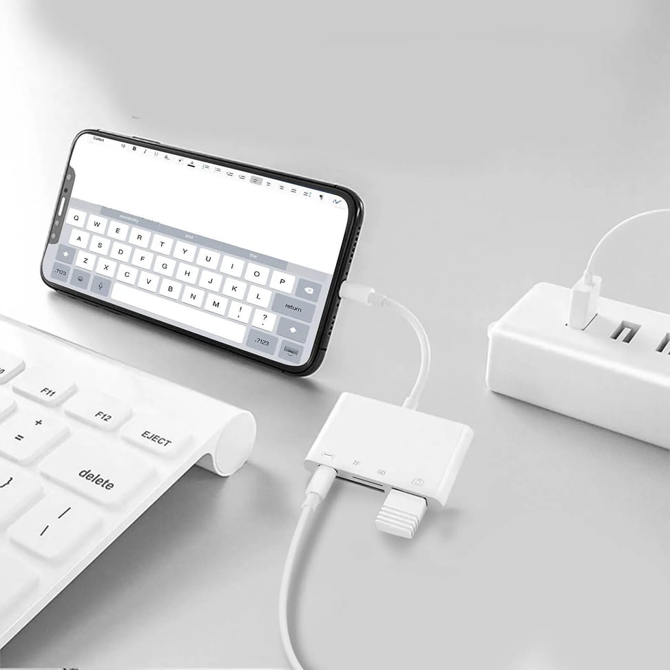 Avizar Lecteur carte iPhone / iPad Lightning vers USB / TF / Micro-SD / Lightning Blanc — image 5