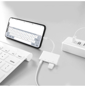 Avizar Lecteur carte iPhone / iPad Lightning vers USB / TF / Micro-SD / Lightning Blanc