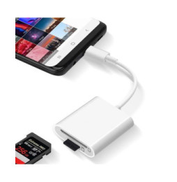 Avizar Lecteur Carte Universel pour micro SD SD TF, Adaptateur USB-C - Blanc