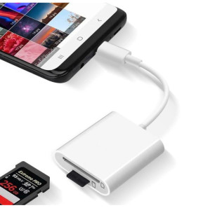 Avizar Lecteur Carte Universel pour micro SD SD TF, Adaptateur USB-C - Blanc