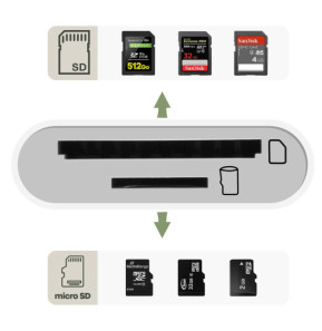 Avizar Lecteur Carte Universel pour micro SD SD TF, Adaptateur USB-C - Blanc
