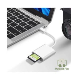 Avizar Lecteur Carte Universel pour micro SD SD TF, Adaptateur USB-C - Blanc