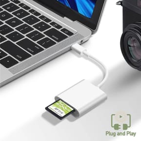 Avizar Lecteur Carte Universel pour micro SD SD TF, Adaptateur USB-C - Blanc — image 5