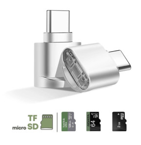 Avizar Mini Lecteur Carte micro SD et TF, Adaptateur USB-C 3.1 Argent