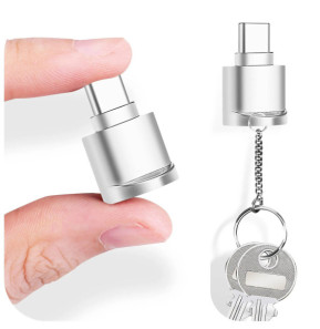 Avizar Mini Lecteur Carte micro SD et TF, Adaptateur USB-C 3.1 Argent