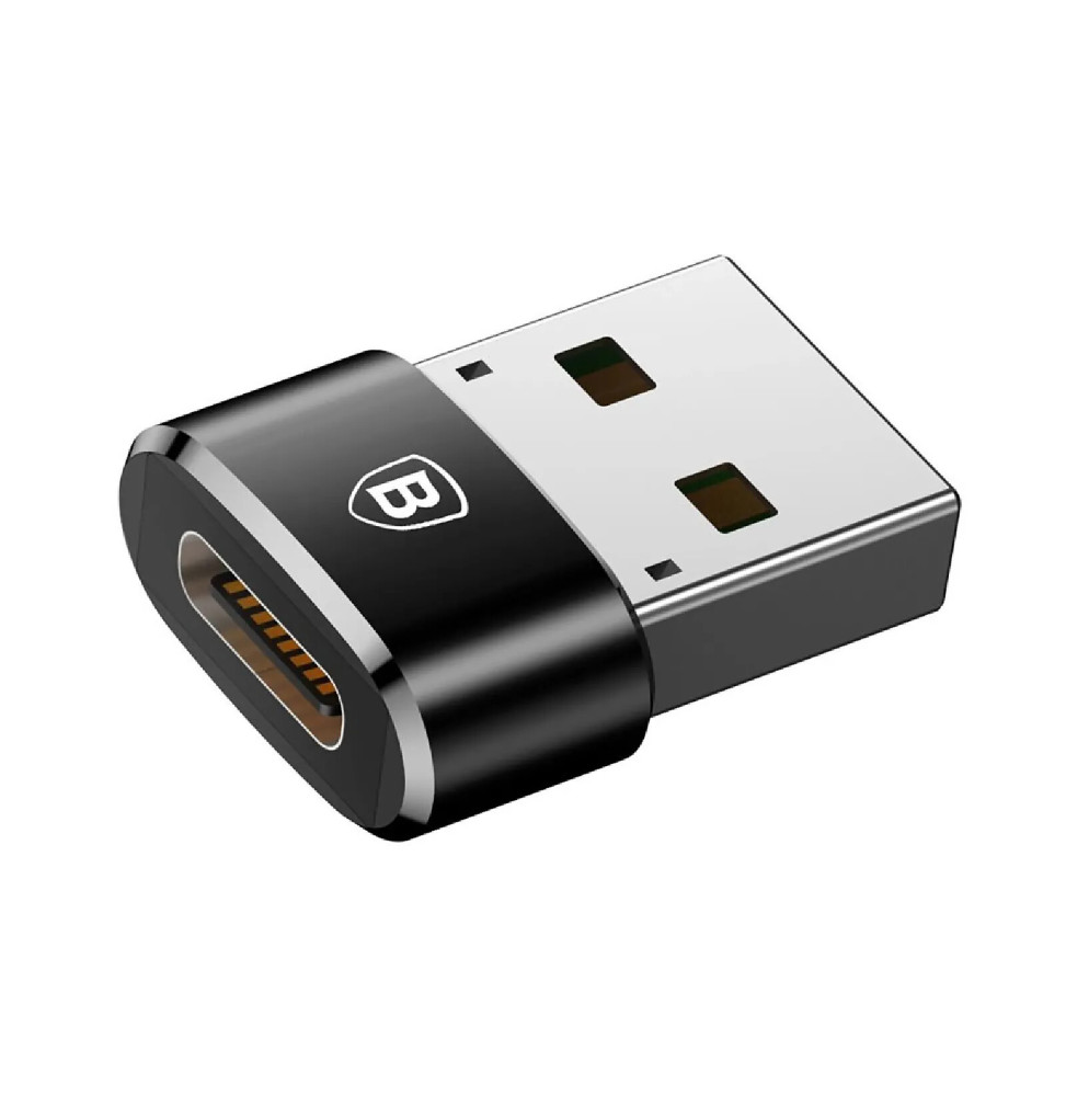 Baseus Adaptateur USB-C vers USB-A 2.0 Charge 5A et Synchronisation 480 Mb/s Noir