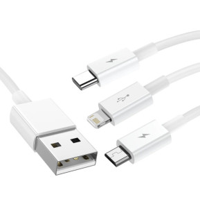 Baseus Cable 3 en 1 USB vers Lightning, USB-C...