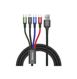 Baseus Câble 4-en-1 Lightning/2 USB-C/Micro-USB vers USB-A Fast Charge 3,5A 1,2m Noir