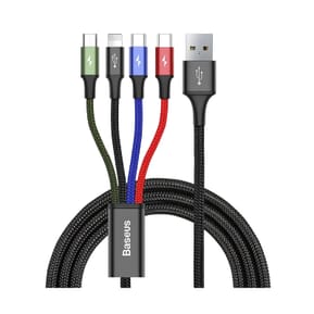 Baseus Câble 4-en-1 Lightning/2 USB-C/Micro-USB vers USB-A Fast Charge 3,5A 1,2m Noir