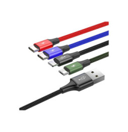Baseus Câble 4-en-1 Lightning/2 USB-C/Micro-USB vers USB-A Fast Charge 3,5A 1,2m Noir