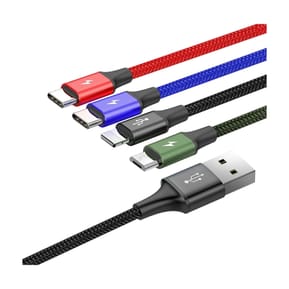 Baseus Câble 4-en-1 Lightning/2 USB-C/Micro-USB vers USB-A Fast Charge 3,5A 1,2m Noir — image 2