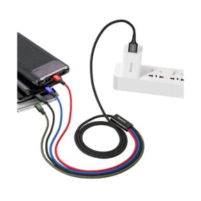 Baseus Câble 4-en-1 Lightning/2 USB-C/Micro-USB vers USB-A Fast Charge 3,5A 1,2m Noir — image 3
