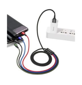 Baseus Câble 4-en-1 Lightning/2 USB-C/Micro-USB vers USB-A Fast Charge 3,5A 1,2m Noir