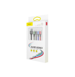 Baseus Câble 4-en-1 Lightning/2 USB-C/Micro-USB vers USB-A Fast Charge 3,5A 1,2m Noir