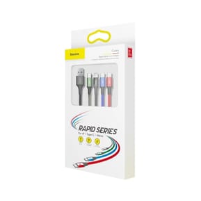Baseus Câble 4-en-1 Lightning/2 USB-C/Micro-USB vers USB-A Fast Charge 3,5A 1,2m Noir — image 5