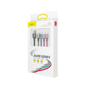 Baseus Câble 4-en-1 Lightning/2 USB-C/Micro-USB vers USB-A Fast Charge 3,5A 1,2m Noir