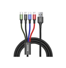 Baseus Câble 4-en-1 USB-C/2 Lightning/Micro-USB vers USB-A Fast Charge 3,5A 1,2m Noir