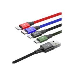 Baseus Câble 4-en-1 USB-C/2 Lightning/Micro-USB vers USB-A Fast Charge 3,5A 1,2m Noir