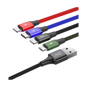 Baseus Câble 4-en-1 USB-C/2 Lightning/Micro-USB vers USB-A Fast Charge 3,5A 1,2m Noir — image 2