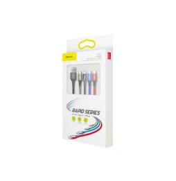 Baseus Câble 4-en-1 USB-C/2 Lightning/Micro-USB vers USB-A Fast Charge 3,5A 1,2m Noir